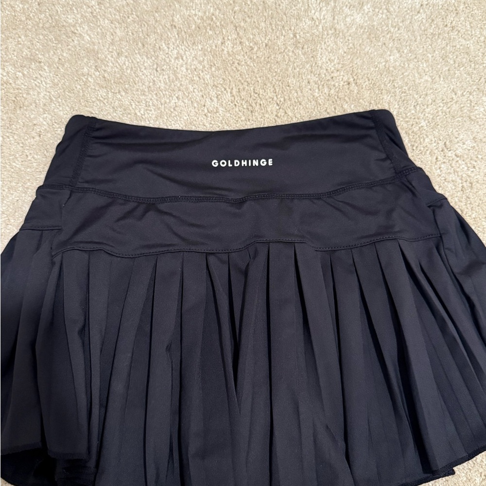 Gold Hinge Black Pleated Skirt